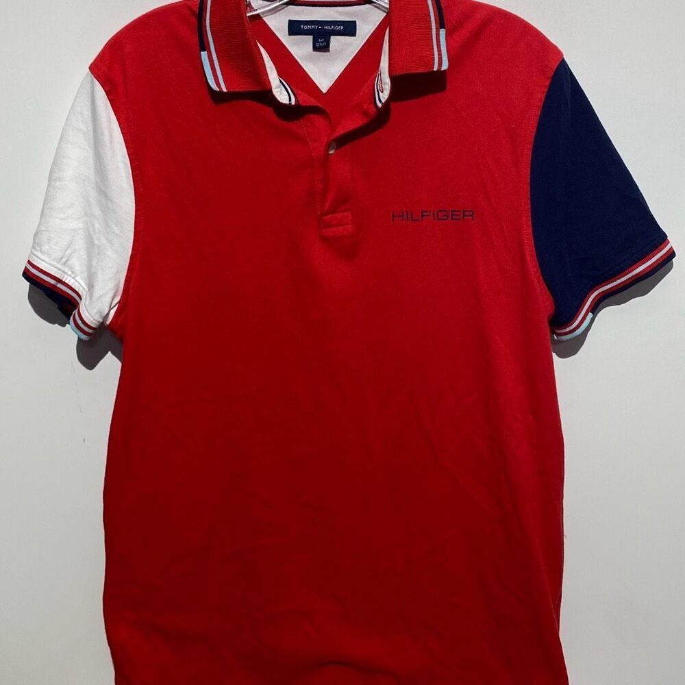 Tommy Hilfiger Men's Multicolor Colorblock Short Sleeve Polo Shirt‎ Size Small